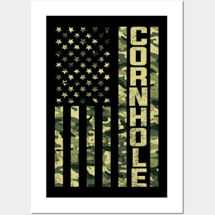 Cornhole Player USA Flag Camo Posters and Art